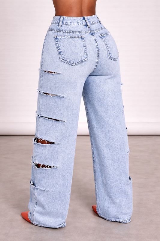 Distressed Wide Leg Jeans